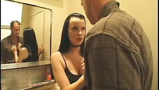 Leggy Brunette with Great Tits Fucked in Her Hairy Pussy After Blow Job on Sofa