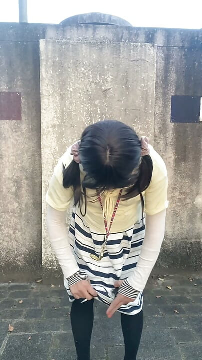 No.335 Crossdresser Exposing Tucks in Male Toilets and Peeing