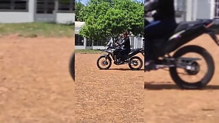 My boss teaches me how to ride a motorcycle and I give him my Ass
