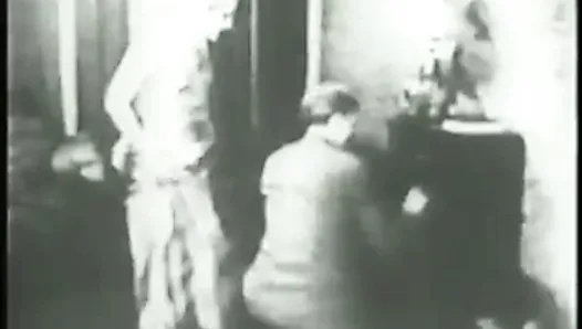 Two flappers dance naked with dude then rub and tug his cock together
