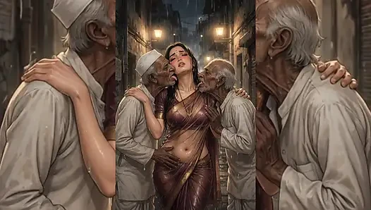 Hintli orta yaşlı seksi kadınlar ve yenge pis müslüman erkekler tarafından tamamen domine ediliyor - halka açık gruplama ve yolsuzluk