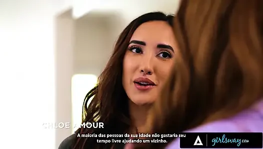 GIRLSWAY - Petite Redhead Myra Moans Seduces Busty Neighbor MILF Chloe Amour - PORTUGUESE SUBTITLES