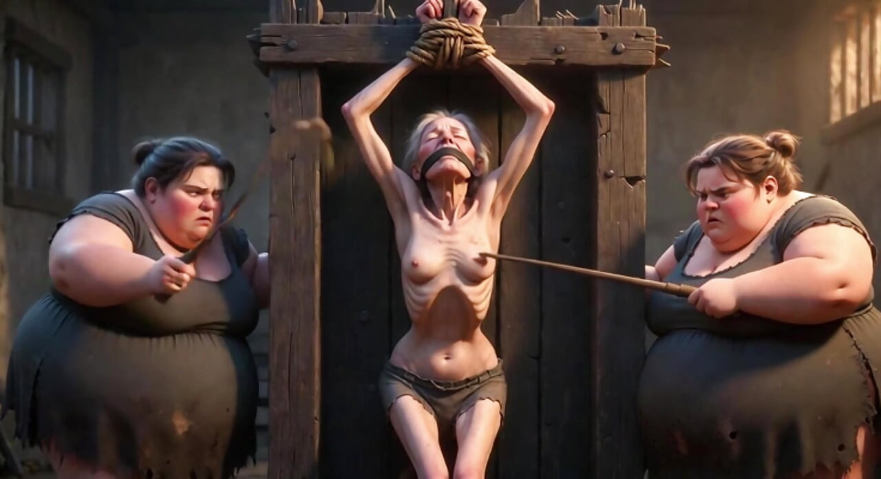 Granny Slave Breast Whipping Session by Two Obese BBW Dominatrixes