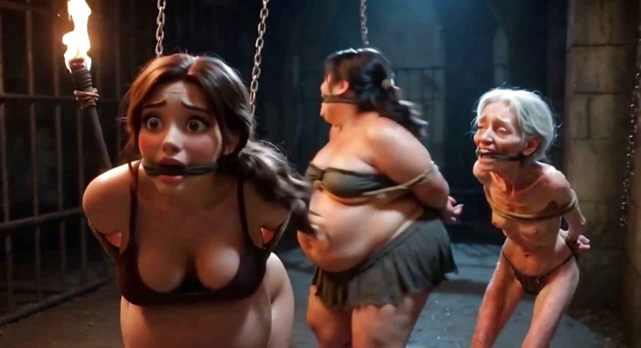Weak Trio: Pregnant, SSBBW and Granny Tied up in Bondage Cell
