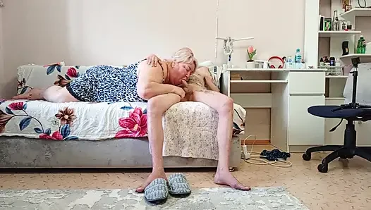 Stepmom Sucks Cock and Gets Cum in Her Throat