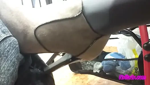 In the Bar Stroking My Husband with My Grey Mini Boots