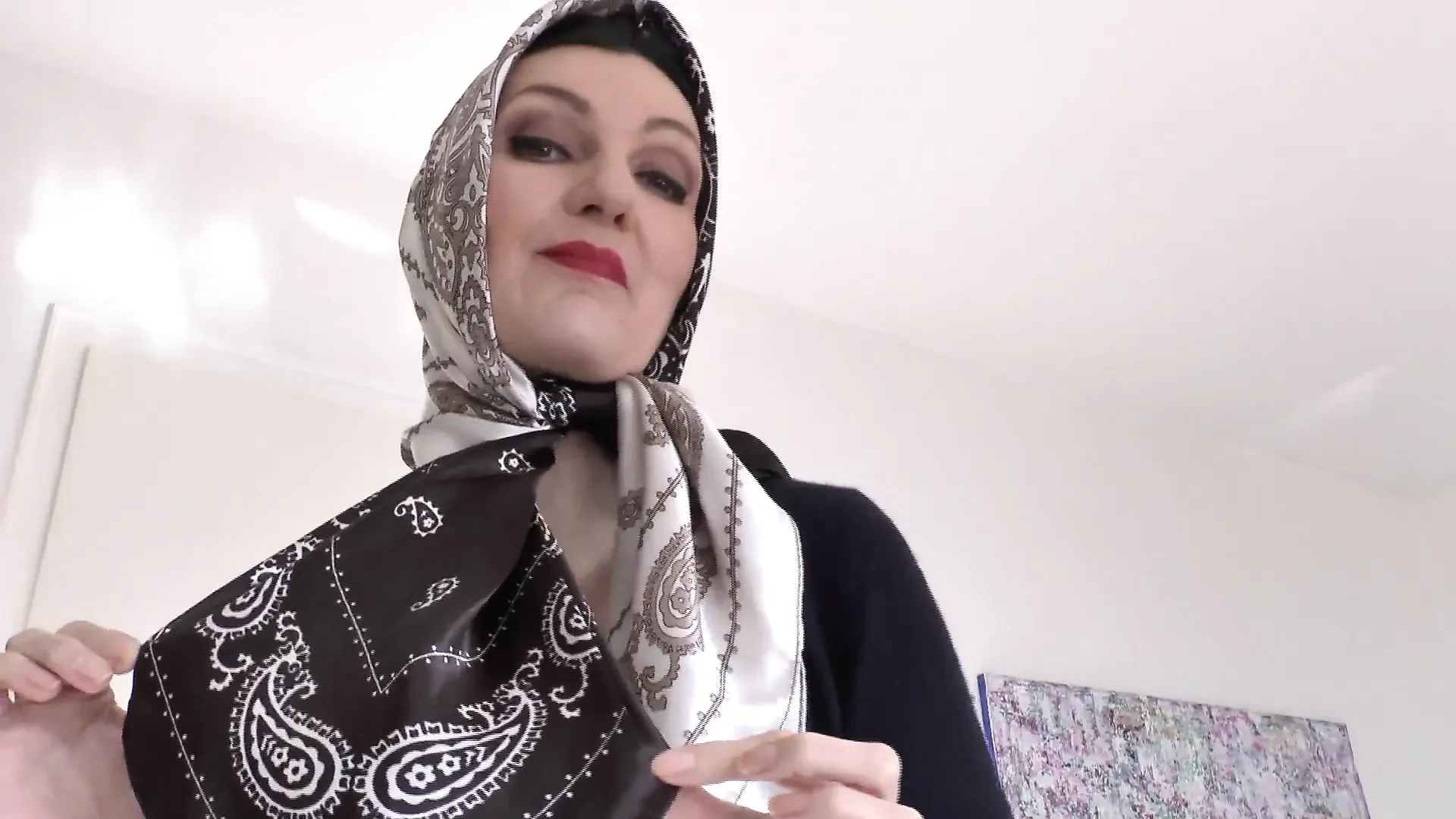 Satin Headscarf Fashion Show and Cumming on a Scarf, JOI, Lady Victoria Valente