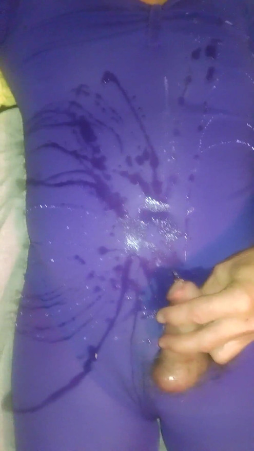 Piss all over my nylon pantyhose and leotard. Masturbate and cum. | Clip 1