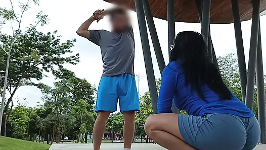 Athletic man finds a stranger in the park and invites her to his house to do kinky things.