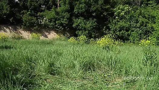 Young Russian lesbians doing 69 in the field