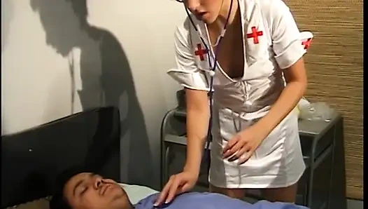 Redheaded nurse spreads her legs for doctor's cock on a hospital bed