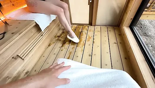 Busty Married Babe Cheats with Stranger in Sauna (No Condom)