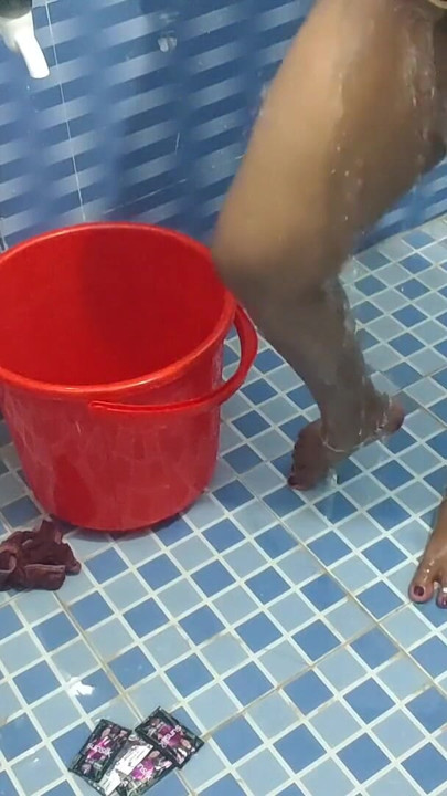 Mistress was bathing in the bathroom, naked and fucked. | Clip 1