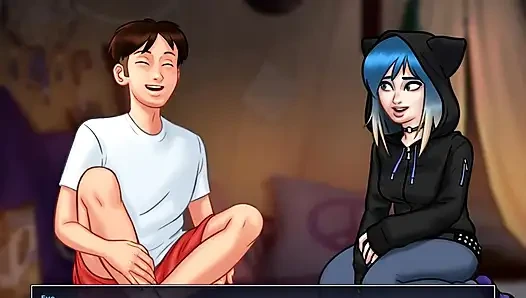 Summertime saga - Johannes played with Eve's pussy and she gave him a handjob