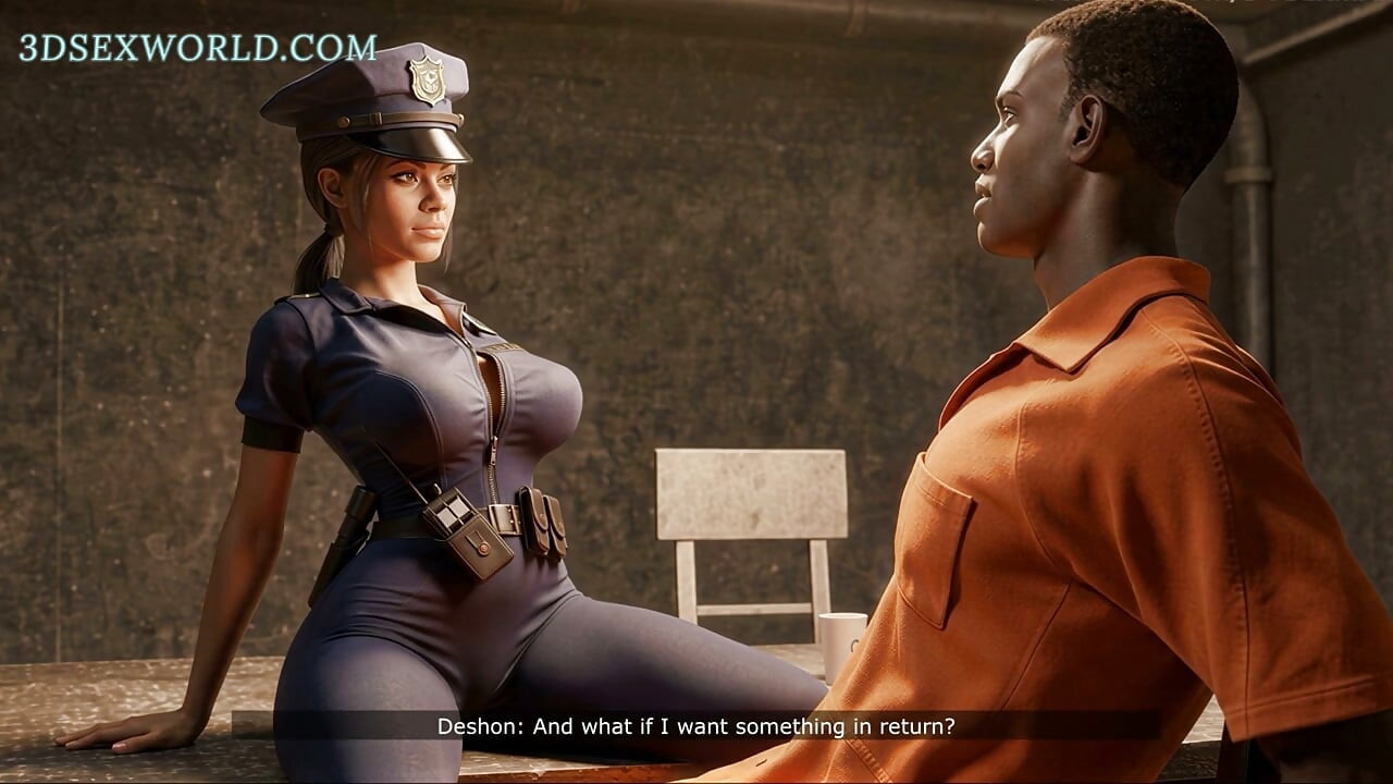 Grosse fesse d'une policière colombienne se fait baiser violemment par un prisonnier à grosse bite noire (3D) Anime complet