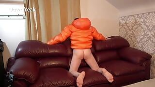 Down Jacket Leather Sofa Humping