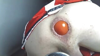 और फिर से गांड में फल। गुदा