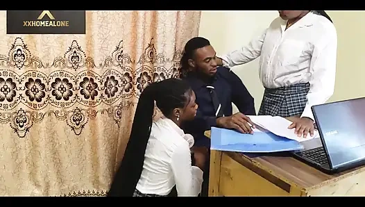 Two Horny Student Fuck Their Class Teacher in His Office