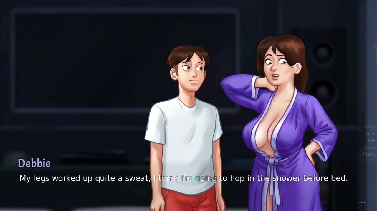 Big Ass Landlady Gives Blowjob and Footjob, He Cums on Her Ass - summertime saga gameplay part 2