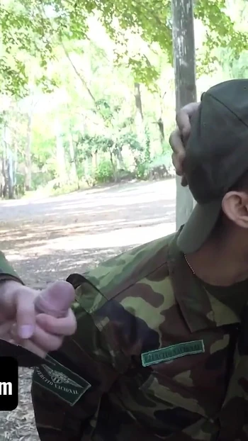 Epic moment from "Military Dick - Cute Latino Soldier Frank Bauer Take Turns Sucking And Riding His Sergeants Cocks"
