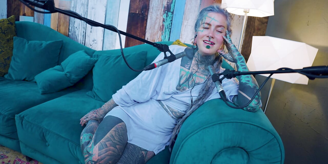 I talk about F - Fear - ASMR podcast SFW talking goth skinny girl dreadlocks tattoo model inked girl