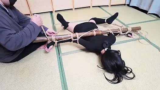 Xr40-a Girl in Black Stocking Is Tied to a Cross