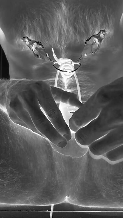 Multiple ruined orgasms in chastity cage with 30cm long penis plug
