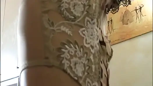 Sexy amateur blonde babe pussy fucking in masked in dogging position...cum in mouth