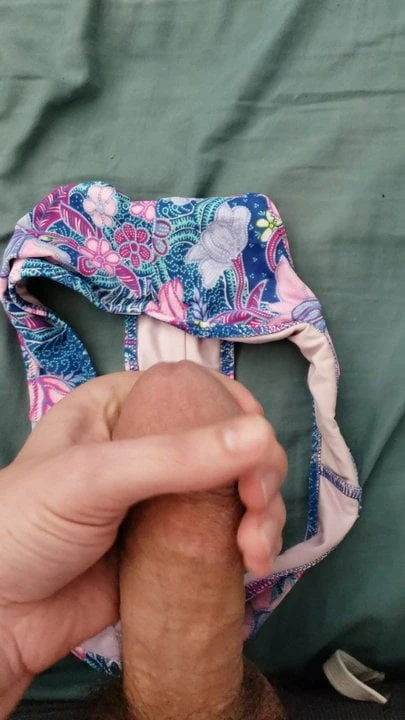 Teasing Step Daddys cock with tiny panties