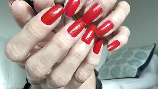 Slave Marking with Pen, Beautiful Red Fingernails, Lady Victoria Valente