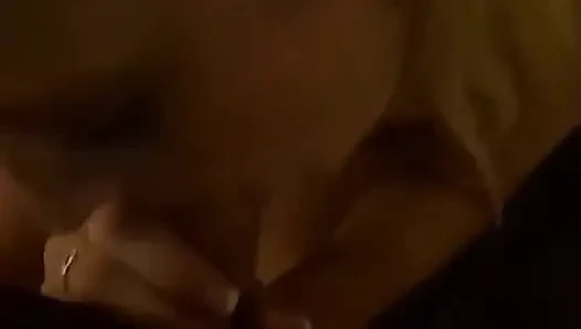 Stunning Blonde Whore with Perfect Tits and Ass Gives Camera Man a Blowjob