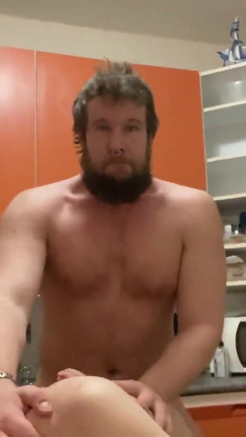 Powerful moment from "An angry Russian bear fucks a 19-year-old twink in the kitchen"