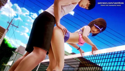 Akademia Waifu - urocza mała 18-letnia azjatycka przyrodnia siostra zalana przez przyrodniego brata z dużym kutasem na korcie tenisowym - # 32