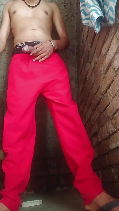 The native boy drained the water from his penis