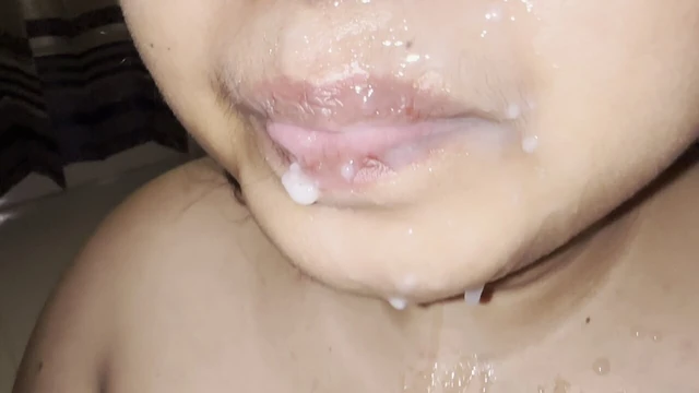 Sepson Huge cum Relese On Hot mom's Face when he gets supper sloppy blowjob from Stepmom in Hotel on Midnight