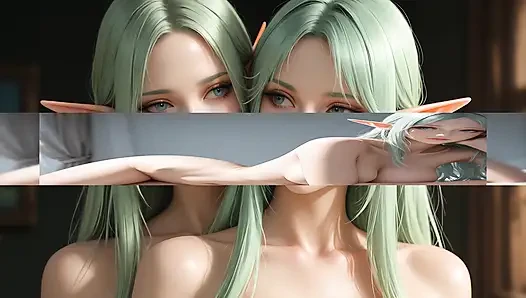 Lustrender Slideshow: Beautiful Nude Elf Head Turn Right Art - Ai Video