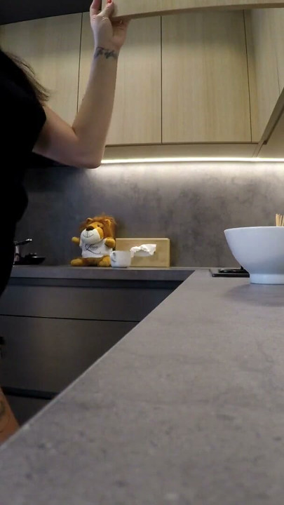 Hot Sexy Brunette MILF Housewife at home no panties in a Cut Miniskirt to flash her meaty juicy wet Pussy and Naked Ass | Clip 1