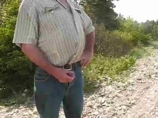 Daddy masturbates in the forest