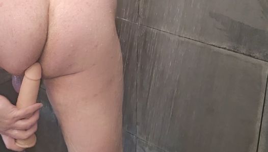 In the shower a toy and my anus meet to give me pleasure