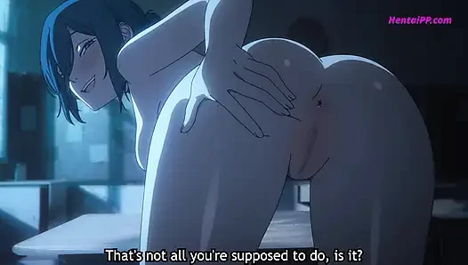 Denji Fucks Reze From Behind, Grips Her Hips, She Bites His Arm as He Cums Inside
