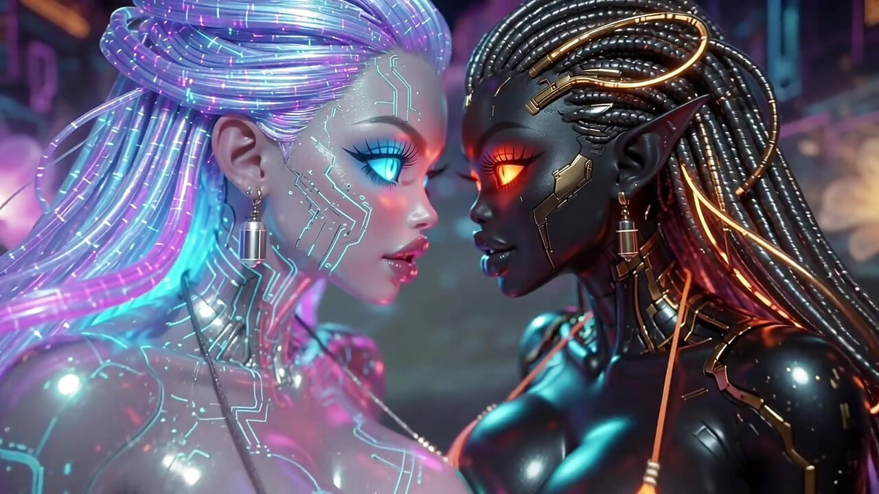 Beautiful Aliens Kiss on Nice Music, Ai Animation