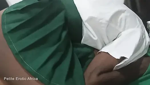 African Teen Bitch in Uniform. Fucks Cowgirl After School