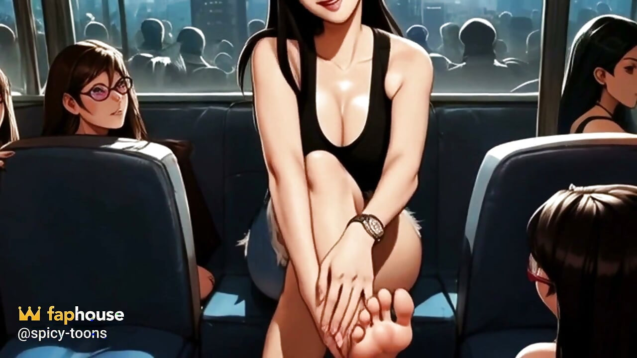 Lin Gives a Footjob on the Train