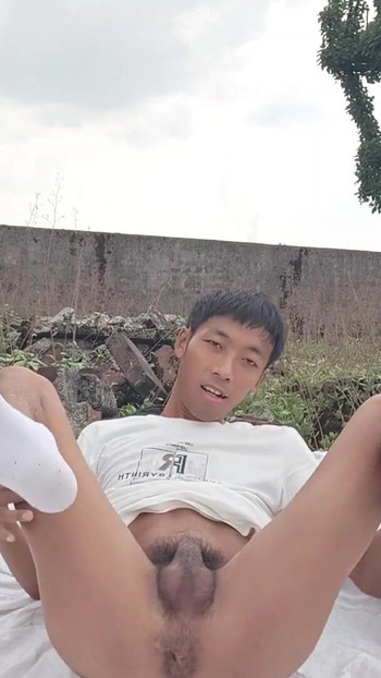 Must-see moment from "Super cute Asian boy abandoned factory rooftop lewd masturbation moaning cum and eat cum"