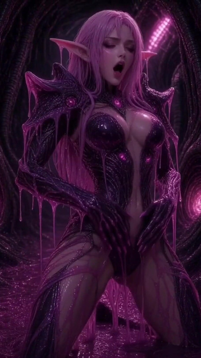 Pink anime 3d slime elf in armor | Clip 1