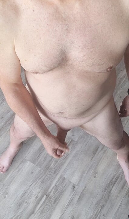 Watching from above as exhibitionist masturbator enjoys a good stroke