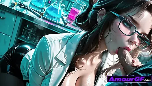 3D Scientist Babe Fucked Hard in Lab, Big Tits Covered in Cum