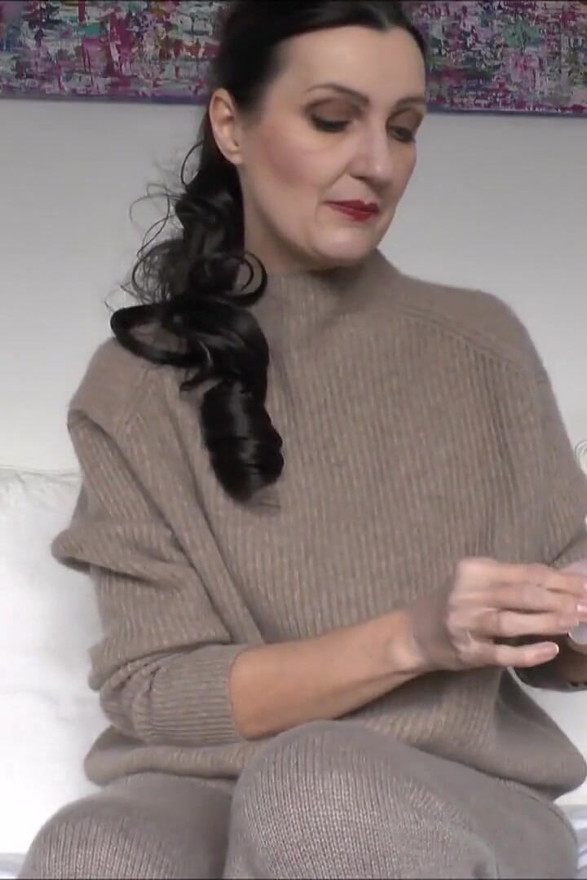 Lady Victoria Valente - Cashmere Knit Outfit, Beautiful Hands, Short Fingernails, Close-ups, JOI