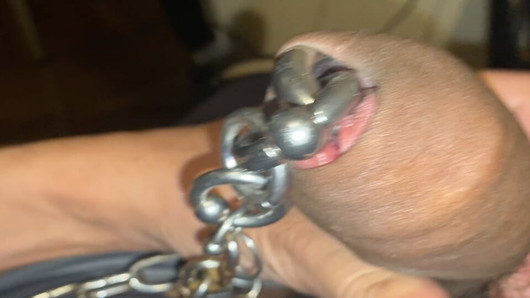 Longest chained Pierced cock ever Masturbation Part III