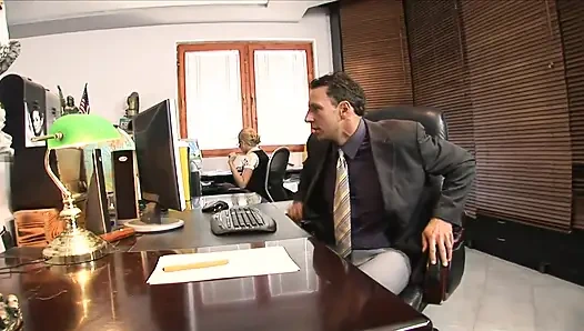 She gets her perfect tight asshole rammed by her colleague